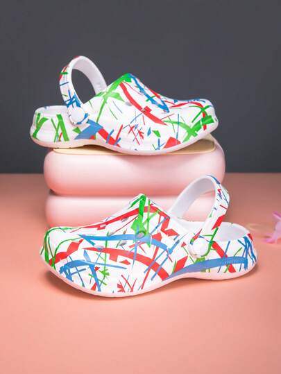 Children's Printed Flip Flops, Non-Slip EVA Casual & Fashionable, Comfortable Soft Thick-Soled Beach Sandals, Breathable Slippers