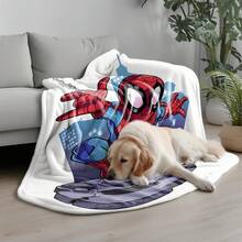 Marvel Spider-Man Theme Flannel Blanket, Featuring The Classic Red And Blue Superhero Costume, Warm And Soft, Suitable For Sofa Cover, Nap Blanket, Bedding Decor And More - White - View 11