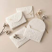 5/10pcs Handmade White Embossed Envelopes, Size 3.9 Inches X 2.83 Inches (9.9cm X 7.2cm), Suitable For Wedding Invitations, Greeting Cards, Crafts, Holiday Notes And Thank You Cards - Multicolor - View 5