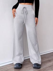 1 chiếc quần ống rộng dáng suông, quần thường ngày thoải mái ngoài trời. - Xám - Xem 3