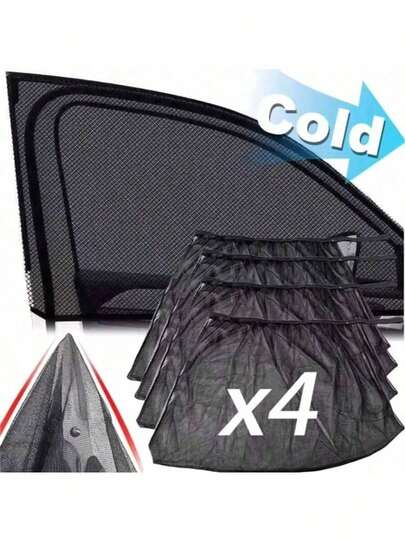 2pcs/Set Car Window Curtain Breathable Mesh Sunshade, Retractable Car Window Sun Visor, Suitable For Baby/Camping Heat Insulation And UV Protection, Rear Window Sunshade For Sedan, Truck, SUV, Van