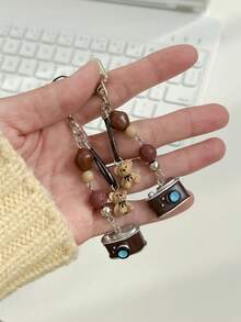 Lightweight Multi-Element Lanyard 1pc Vintage Series Phone Charm Pendant, Creative Camera & Bear Bag Charm Keychain, CCD Camera Hanging Accessory, Suitable For Daily Wear Spring Birthday Gift - Multicolor - View 4