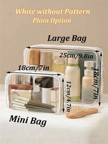 印花PVC化妆包，拉链密封PVC旅行收纳袋，轻便防褪色化妆洗漱包，适合女性和女孩，TSA认证便携式化妆箱，易于擦拭设计，适合送给母亲、老师、朋友、护士，是送给女性的理想礼物，也是上学、度假、旅行的必备洗漱包，防水设计，母亲节礼物之选。 - 彩色 - 查看 3