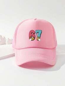 1pc Fashion Sponge Cap Number 67 Printing Adult Truck Driver Hat Baseball Hat Fishing Hat Funny Gift Hat For Men And Women Spring And Summer - Multicolor - View 1