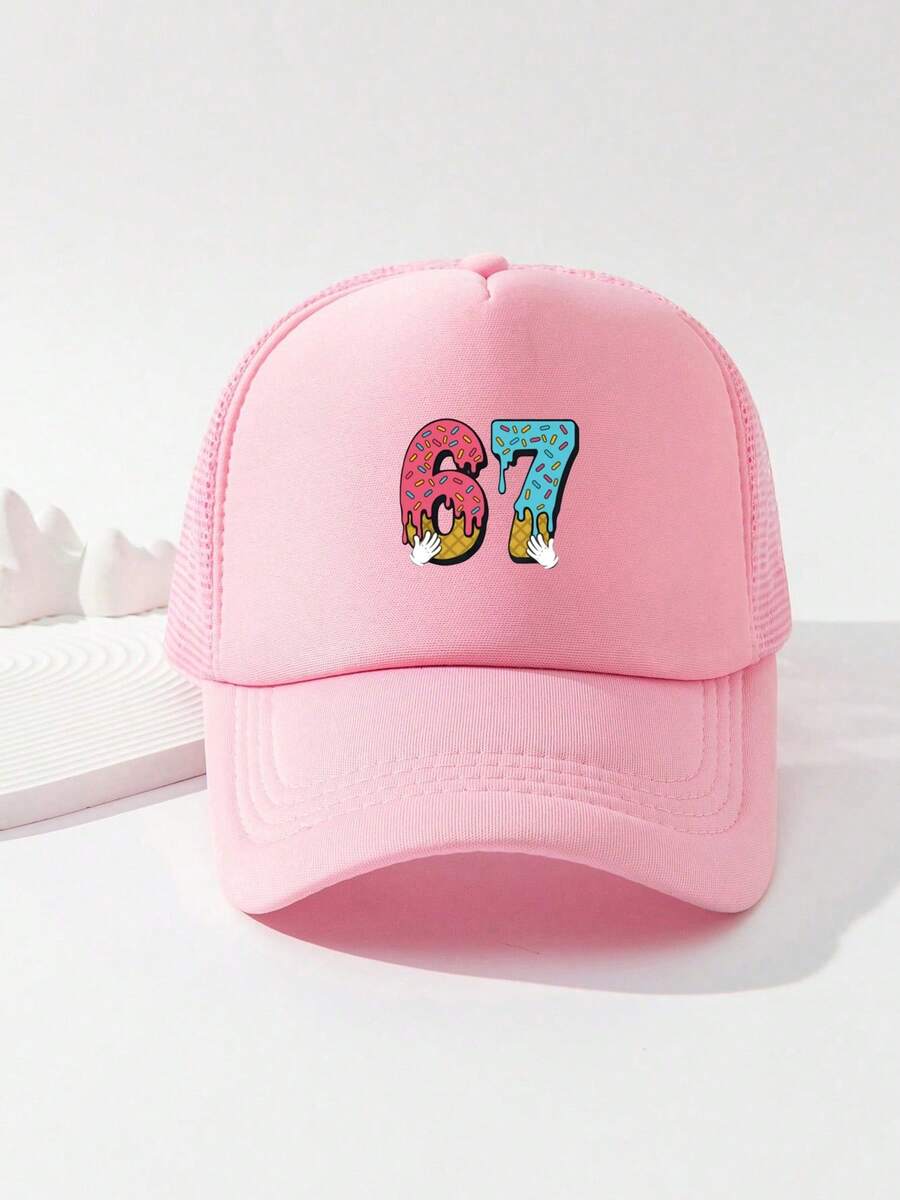 1pc Fashion Sponge Cap Number 67 Printing Adult Truck Driver Hat Baseball Hat Fishing Hat Funny Gift Hat For Men And Women Spring And Summer - Multicolor - View 1