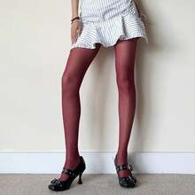 Women Tights - Burgundy - View 2