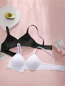 2pcs/Set Girls & Teens Comfortable Breathable Shaping Bras, Suitable For 13-16 Years Old Girls Growing Period - Multicolor - View 2