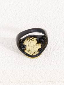 1枚锌合金双色男士戒指 - 彩色 - 查看 3