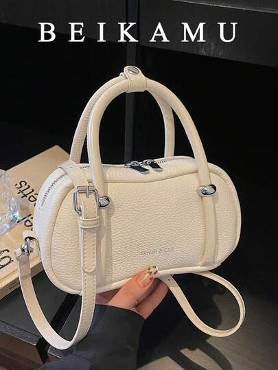 BEIKAMU Fashion Solid Color Dual Handle Boston Bag, Zipper Closure Adjustable Shoulder Strap Handbag Crossbody Bag, Suitable For University, Commuting, Shopping, Strolling, Daily Use