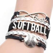 1pc Handmade Woven Lace-Up Letter Baseball Charm Bracelet - Adjustable Soft Ball Shaped Jewelry, Suitable As Gift For Athletes, Teams And Coaches - Multicolor - View 9
