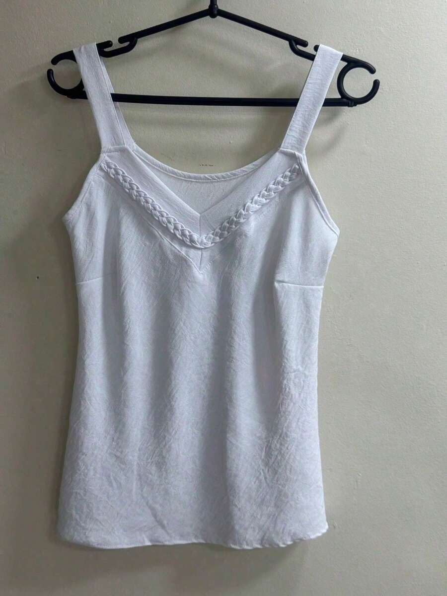 Tank Top With Braid In The Front. - 白色 - 查看 1