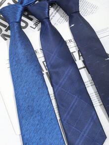 1pc Navy Blue Handmade Necktie, Versatile Minimalist Fashion Accessory - Multicolor - View 3