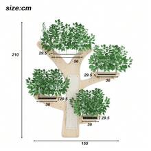 Wall-Mounted Cat Climbing Wall, Tree Design - Made Of Solid Pine Wood With A Scratching Surface And Platform, Aesthetically , Dimensions 155 X 210 Cm - Cat Climbing Wall, Wall-Mounted Cat Tree - 白色 - 查看 2