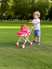 Foldable And Portable Stroller And Walker Toy, Made Of Breathable Fabric, Doll Can Make Sounds And Open/Close Eyes, Multiple Detachable Joints, Suitable For Bedroom And Living Room Use. An Eye-Catching Gift For Children On Holidays Or Birthdays, Suitable For Both Boys And Girls To Play Roleplay Games. - 彩色 - 查看 3