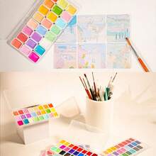 Solid Watercolor Paint Set - Portable & Lightweight, High Concentration Pigment, Starry Sky Tones - Suitable For Artists, Perfect Holiday Gift - 24 Colors Set - View 6