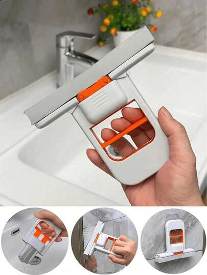 1pc Mini Hands-Free Cleaning Sponge Mop, 2-In-1 Design, Self-Cleaning (Push & Pull), All-Around Cleaning For Floors/Desktops/Glass, Kitchen Degreaser, Quick Cleaning Of Stains/Pet Paw Prints/Car Interior, Nano Sponge Head (80%+ Absorbency), Lightweight & Easy To Store