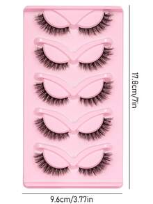5 pares de pestañas postizas, pestañas de ojo de gato, reutilizables, suaves y ligeras, tiras de pestañas similares a las de visón para un aspecto de maquillaje natural - Negro - Ver 6