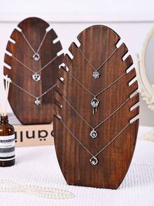 1pc Wooden Jewelry Display Stand, Necklace & Bracelet Holder, Pendant & Bead Organizer, Retail Display Prop - Walnut Color - View 5