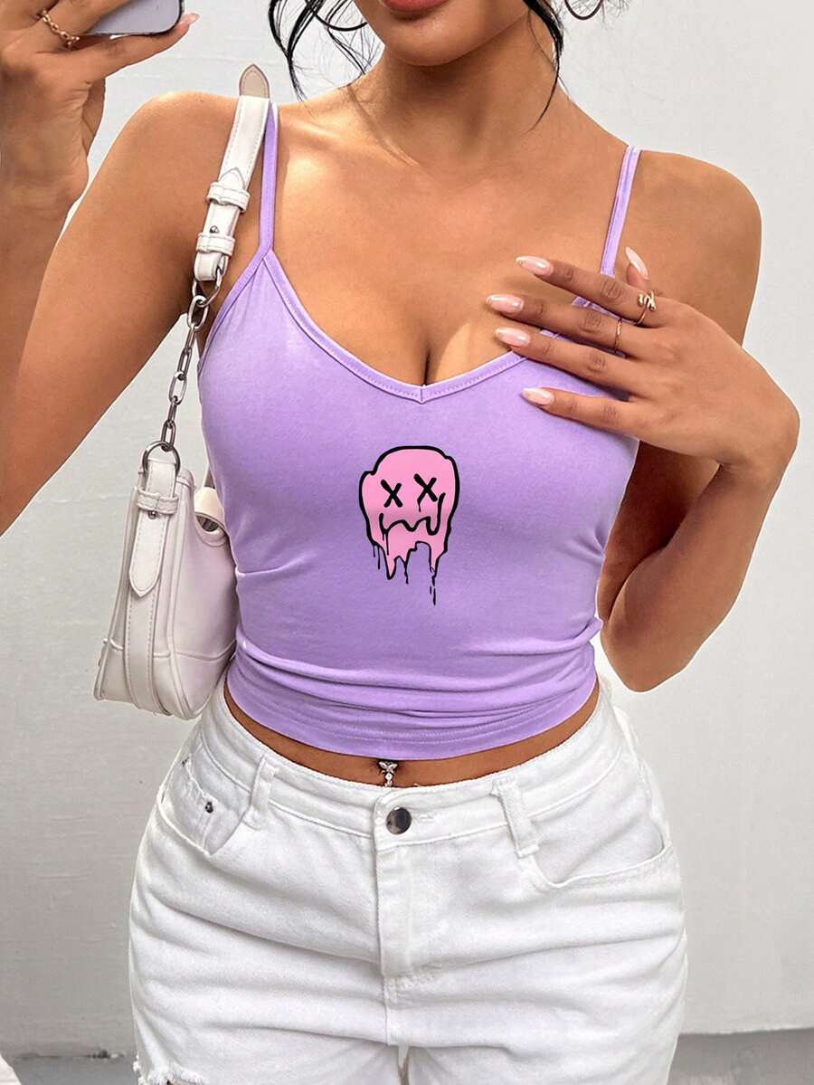 可爱夏季女式上衣，精致迷人，适合外出穿着。 - 淡紫色 - 查看 1