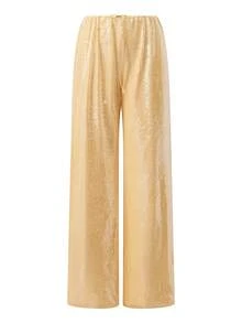 Women's Sparkle Sequin Pants Lightweight Elastic Waist Wide Leg Loose Pants Trousers - Amarillo - Ver 2