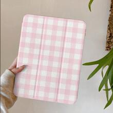 Grid 时尚粉白格子图案保护壳，带亚克力背板，支持睡眠/唤醒功能，防震镜头保护，适用于 10.2 英寸第八代 2020 款/Air 11 英寸 (M2)-2024 款/Pro 11 英寸 (M4)-2024 款/第十代/第十一代 A16/Pro 12.9 英寸/Air 4/5 10.9 英寸/Pro 11 英寸 (2022 款)。 - 粉色 - 查看 6