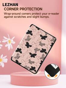 1pc Cute Butterfly Print Pink Protective Case Suitable For Kindle 2024, Kobo, Kindle NK 11/Kindle Kids Edition/Kindle Paperwhite 5, E-Book Reader Cover With Auto Wake/Sleep Function, Lightweight And Convenient, Perfect Fit To Protect Your Reading Device - Multicolor - View 5