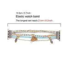 Boho Chic Multilayer Beaded Band For Apple Watch 49mm 46mm 45mm 44mm 42mm 41mm 40mm 38mm, Resin Bead Bracelet With Charms, Fashion Stretch Strap Compatible With Apple Watch Series Ultra/11/10/9/8/7/SE/6-1 - Multicolor - View 5