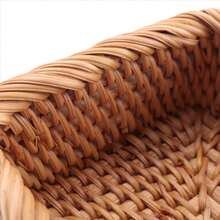Hand-Woven Rectangular Rattan Wicker Basket Fruit Tea Snack Bread Picnic Cosmetic Storage Box Kitchen Household Tools-S - A - View 8