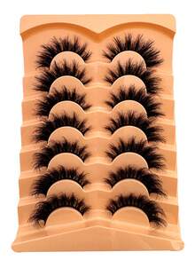 7 Pairs Cat Eye Soft Fluffy Thick 3D Faux Mink Eyelashes, Handmade Curly Mink Lashes, Natural Looking False Eyelashes, Layered Dramatic Lashes, Reusable - Black - View 9
