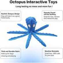 1pc Octopus Shaped Plush Dog Toy That Makes Squeaky Sounds, No Stuffing, Crinkly Noise, Durable, Suitable For Puppy Teething, Fits Small To Large Dogs - Multicolor - View 7