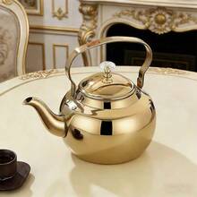Large Capacity Stainless Steel Teapot With Heat-Resistant Handle, Suitable For Home And Cafe Use, Can Hold Coffee, Hot Water, Fruit Tea, Etc. - Multicolor - View 2