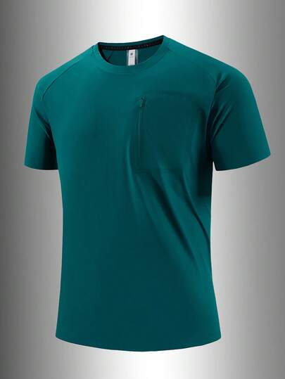 1pc Men's Outdoor Sports & Casual Wear T-Shirt, Solid Color, Suitable For Spring/Summer
