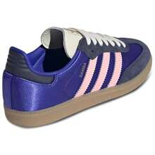 Adidas Samba OG Silver Metallic Cracked Leather Women's JR0035 | Retro Heritage Style, Timeless Silhouette - 緞面靛藍 - 查看 4