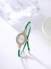 1pc Elegant Quartz Watch And Jewelry Accessory Set, Featuring A Stylish Round Women's Wristwatch And Rhinestone Bracelet. - Multicolor - View 1