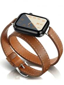 1PC Women Fashion Leather Watch Strap Compatible With IWatch 38mm 40mm 41mm 42mm 44mm 45mm 46mm 49mm, Stylish Black, Brown Leather Watch Band Compatible With Apple Watch Series Ultra 3/2/1 11 10 9 8 7 SE3 6 5 4 3 2 1, Fashion Smart Watchband Compatible With Apple Watch Bands, Bracelet Watch Strap Accessories - 38/40/41/42mm (S10/11) - View 3