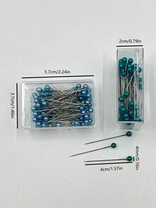 100pcs Pearl Straight Pins In Box, Suitable For Sewing, DIY Crafts, Positioning And Fixing Pins, Fashion Accessory Design, Multi-Color Options: Red, Yellow, Green, Sky Blue, Black, Pink, Fuchsia, White, Colorful - Colored Boxed Pearlescent Needles - View 5