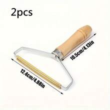 1pc Manual Lint Remover, Suitable For Cashmere Coats & Sweaters, Ball-Shaped Brush Head, Wooden Handle, Home & Pet Hair Removal Tool, Sticky Hair Removal Device - Silver - View 10