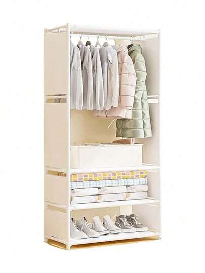 Armario colgante móvil autónomo, soporte de colgar con marco metálico, barras horizontales para ropa, ideal para almacenar vestimenta y calzado, mueble de tela duradera para dormitorios y estudios