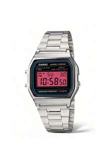 Casio 卡西欧男士石英表（DIY版，彩色卡片表盘），电池续航时间长，适合日常佩戴。具备液晶显示屏、日期、星期和闹钟功能。 - 銀色 - 查看 1