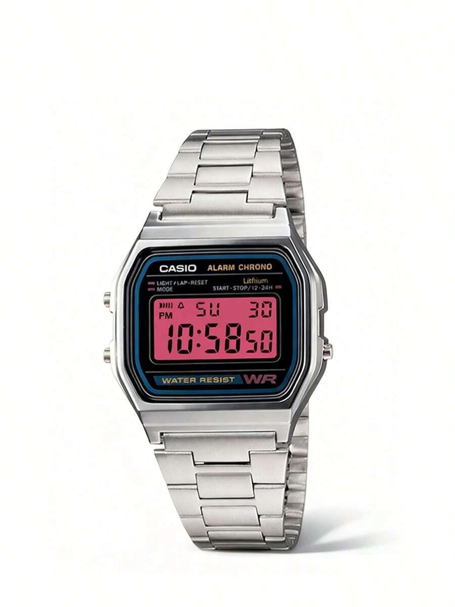 Casio 卡西欧男士石英表（DIY版，彩色卡片表盘），电池续航时间长，适合日常佩戴。具备液晶显示屏、日期、星期和闹钟功能。 - 銀色 - 查看 1