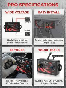 12 Tones 12-24V Car Snail Horn Switch Horn Controller With Button, Universal Car Horn Sound Multi-Tone Horn 12 Control Box, Button, Air Horn, Colorful Light Control Suitable For Car Motorcycle - Speaker Controller - View 5