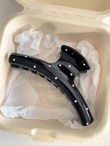 2个亮红色花朵黑色波点优雅塑料发夹，简约百搭设计，适合日常、休闲、派对、通勤、度假、洗漱、化妆、服装搭配等场合，时尚发夹，女士发卡，女孩发卡 - 彩色 - 查看 4