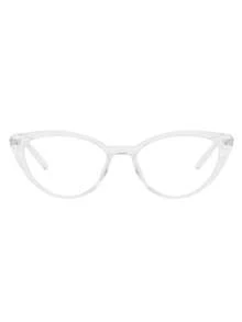 1副女士透明白色猫眼PC镜框复古纯色简约时尚透明镜片眼镜 - 透明白 - 查看 3