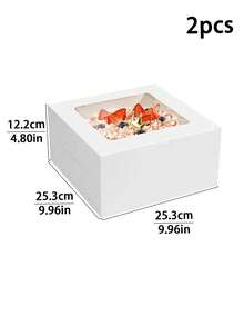 2pcs/4pcs Window White Cardboard Baking Simple 10-Inch Cheese Cake Box, Pizza Box, Open Window Cheesecake, Basque Cheesecake, Cream Puff, Dessert Packaging Box - View 19