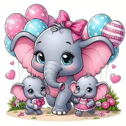 1 pieza [30*30cm/11.8*11.8in][40*40cm/15.7*15.7in] Kit de pintura de diamantes acrílicos 5D, patrón de elefante de dibujos animados, adecuado para principiantes adultos DIY Mosaico de arte de diamantes, pintura de diamantes DIY de perforación completa, aplicable para decoración de pared de sala de estar, dormitorio, oficina, un regalo de decoración de arte sorpresa para familiares y amigos