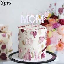 1个/3个/6个装 最佳妈妈金色粉色亚克力蛋糕装饰牌，母亲节派对用品 - 多色 - 查看 20
