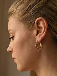 Vintage Stainless Steel Earrings Hoops For Women Hoop Earrings Set For Girls Women Gold Jewelry Earrings Chunky Statement C Shape Hoop Earrings Geometric Thick Stud Earrings Gold Hoops For Teen Girls Beach Bikini Accessories Attractive Clothes, Wedding Dresses Accessories - Versatile JewelryPerfect For Wearing While Swimming, Bathing, Exercising ,Great For Valentines Day, Birthday, Mother Day, And Vacation Surprises. - Gold - View 9