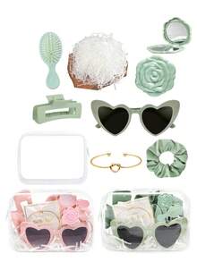 8 件套婚礼伴娘邀请函套装，包含透明化妆清洁袋、发带、手链、发夹、眼罩和时尚眼镜。绿色新郎派对纪念品，适合情人节、母亲节、婚礼和伴娘聚会，情人节礼物。朋友复活节派对（ - A - 查看 1