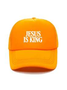 1pc Fashion Sponge Cap JESUS IS KING Letter Printing Adult Truck Driver Hat Baseball Hat Fishing Hat Funny Gift Hat For Men And Women Spring And Summer - Multicolor - View 4