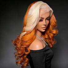 Highlight Ginger Orange Quality Body Wave Glueless Wigs Human Hair With Baby Hair 13x4 HD Transparent Lace Front Wigs Human Hair 250 Density Natural Loose Wave Lace Frontal Wig For Women Natural And Lifelike - 高光薑橙 - 查看 8